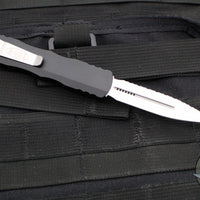 Microtech Dirac OTF Knife- Double Edge- Black Handle- Satin Full Serrated Blade 225-6