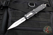 Microtech Dirac Delta OTF Knife- Black Handle- Stonewash Part Serrated Blade 227-11
