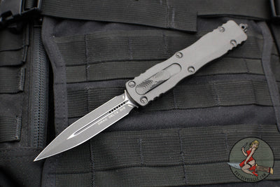 Microtech Dirac Delta OTF Knife- Double Edge- Cerakote Dark Tungsten Handle And Blade 227-1 CDT
