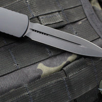 Microtech Dirac Delta OTF Knife- Double Edge- Tactical- Black Handle- Black DLC Finished Blade 227-1 DLCTS SN005