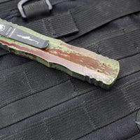 Microtech Dirac Delta OTF Knife- Double Edge- Outbreak Finished Handle- Outbreak Distressed Black Plain Edge Blade 227-1 OBDS