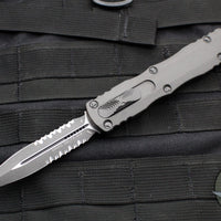 Microtech Dirac Delta OTF Knife- Double Edge- Cerakote Dark Tungsten Handle And Part Serrated Blade 227-2 CDT