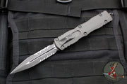 Microtech Dirac Delta OTF Knife- Double Edge- Cerakote Dark Tungsten Handle And Part Serrated Blade 227-2 CDT