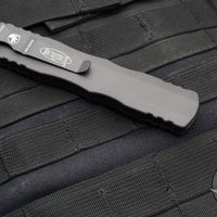 Microtech Dirac Delta OTF Knife- Double Edge- Cerakote Dark Tungsten Handle And Full Serrated Blade 227-3 CDT