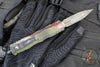 Microtech Dirac Delta OTF Knife- Double Edge- Outbreak Finished Handle- Outbreak Distressed Black Full Serrated Edge Blade 227-3 OBDS