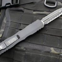 Microtech Dirac Delta OTF Auto Knife- Double Edge- Tactical- Black Handle- Reverse Double Full Serrated Black Blade- Black HW 227-DR 3T