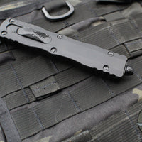 Microtech Dirac Delta OTF Auto Knife- Double Edge- Tactical- Black Handle- Reverse Double Full Serrated Black Blade- Black HW 227-DR 3T