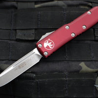 Microtech UTX-85 OTF Knife- Single Edge- Merlot Red Handle- Apocalyptic Blade 231-10 APMR