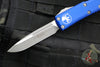 Microtech UTX-85 OTF Knife- Single Edge- Navy Blue Handle- Apocalyptic Blade 231-10 APNA