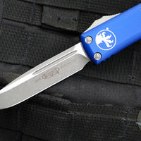 Microtech UTX-85 OTF Knife- Single Edge- Navy Blue Handle- Apocalyptic Blade 231-10 APNA