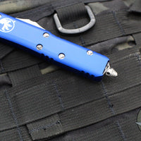 Microtech UTX-85 OTF Knife- Single Edge- Navy Blue Handle- Apocalyptic Blade 231-10 APNA