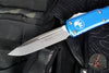 Microtech UTX-85 OTF Auto Knife- Single Edge- Blue Handle- Stonewash Blade 231-10 BL