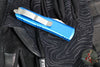 Microtech UTX-85 OTF Auto Knife- Single Edge- Blue Handle- Stonewash Blade 231-10 BL