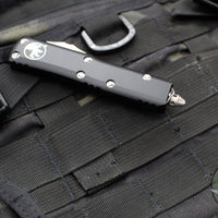 Microtech UTX-85 OTF Auto Knife- Single Edge- Black Handle- Stonewash Blade 231-10