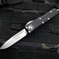 Microtech UTX-85 OTF Auto Knife- Single Edge- Black Handle- Stonewash Blade 231-10