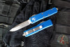 Microtech UTX-85 OTF Auto Knife- Single Edge- Blue Handle- Stonewash Blade 231-10 BL