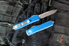 Microtech UTX-85 OTF Auto Knife- Single Edge- Blue Handle- Stonewash Blade 231-10 BL