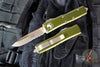 Microtech UTX-85 OTF Knife- Single Edge- OD Green Handle- Bronzed Apocalyptic Part Serrated Blade 231-14 APOD