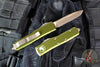Microtech UTX-85 OTF Knife- Single Edge- OD Green Handle- Bronzed Apocalyptic Part Serrated Blade 231-14 APOD