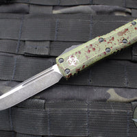 Microtech UTX-85 OTF Knife- Single Edge- Outbreak Finished Handle- Outbreak Black Plain Edge Blade 231-1 OBDS