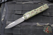 Microtech UTX-85 OTF Knife- Single Edge- Outbreak Finished Handle- Outbreak Black Plain Edge Blade 231-1 OBDS