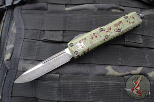 Microtech UTX-85 OTF Knife- Single Edge- Outbreak Finished Handle- Outbreak Black Plain Edge Blade 231-1 OBDS