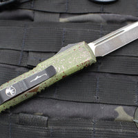 Microtech UTX-85 OTF Knife- Single Edge- Outbreak Finished Handle- Outbreak Black Plain Edge Blade 231-1 OBDS