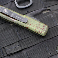 Microtech UTX-85 OTF Knife- Single Edge- Outbreak Finished Handle- Outbreak Black Plain Edge Blade 231-1 OBDS