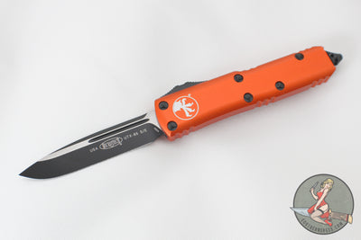 Microtech UTX-85 OTF Knife- Single Edge- Orange Handle- Black Blade 231-1 OR