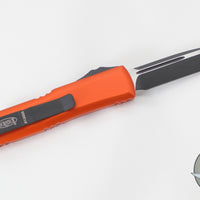 Microtech UTX-85 OTF Knife- Single Edge- Orange Handle- Black Blade 231-1 OR