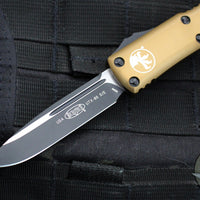 Microtech UTX-85 OTF Knife- Single Edge- Tan Handle- Black Blade 231-1 TA