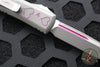 Microtech UTX-85 OTF Knife- Valentine's 2025- Single Edge- Cerakote Grey Handle And Blade- Purple Accents 231-1 VNS