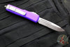 Microtech UTX-85 OTF Knife- Single Edge- Purple Handle- Satin Part Serrated Blade 231-5 PU