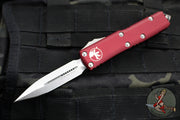 Microtech UTX-85 OTF Knife- Double Edge- Merlot Red With Stonewash Blade 232-10 MR