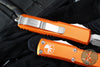 Microtech UTX-85 OTF Knife- Double Edge- Orange Handle- Stonewash Blade 232-10 OR