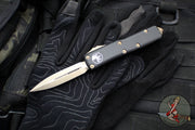 Microtech UTX-85 OTF Knife- Double Edge- Black Handle- Bronzed Blade 232-13