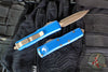 Microtech UTX-85 OTF Knife- Double Edge- Blue Handle- Bronzed Apocalyptic Blade 232-13 APBL