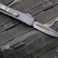 Microtech UTX-85 OTF Knife- Double Edge- Tactical- Black Handle- Black DLC Blade 232-1 DLCT 2020