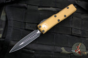 Microtech UTX-85 OTF Knife-Double Edge- Tan Handle- Black Blade 232-1 TA