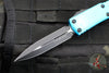 Microtech UTX-85 OTF Knife- Double Edge- Turquoise Handle- Black Plain Edge Blade 232-1 TQ