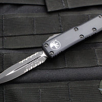 Microtech UTX-85 OTF Knife- Tactical- Double Edge- Black Handle- Black Part Serrated Blade 232-2 T 2019
