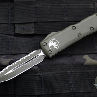Microtech UTX-85 OTF Knife- Double Edge- Cerakote OD Green- Cerakote OD Green Full Serrated Blade- OD Hardware 232-3 COD