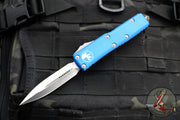 Microtech UTX-85 OTF Knife- Double Edge- Blue Handle- Satin Blade 232-4 BL