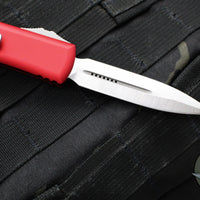 Microtech UTX-85 OTF Knife- Double Edge- Red Handle- Satin Blade 232-4 RD