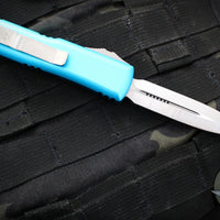 Microtech UTX-85 OTF Knife- Double Edge- Turquoise Handle- Satin Blade 232-4 TQ