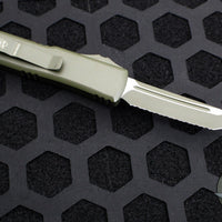 Microtech UTX-85 OTF Knife- Tanto Edge- Cerakoted OD Green Handle- OD Green Finished Full Serrated Blade 233-3 COD