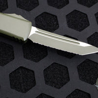 Microtech UTX-85 OTF Knife- Tanto Edge- Cerakoted OD Green Handle- OD Green Finished Full Serrated Blade 233-3 COD