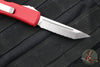 Microtech UTX-85 OTF Knife- Tanto Edge- Red Handle- Full Serrated Satin Blade 233-6 RD