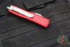 Microtech UTX-85 OTF Knife- Tanto Edge- Red Handle- Full Serrated Satin Blade 233-6 RD