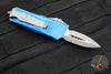 Microtech Mini Troodon OTF Knife- Double Edge- Distressed Blue Handle- Apocalyptic Blade 238-10 DBL